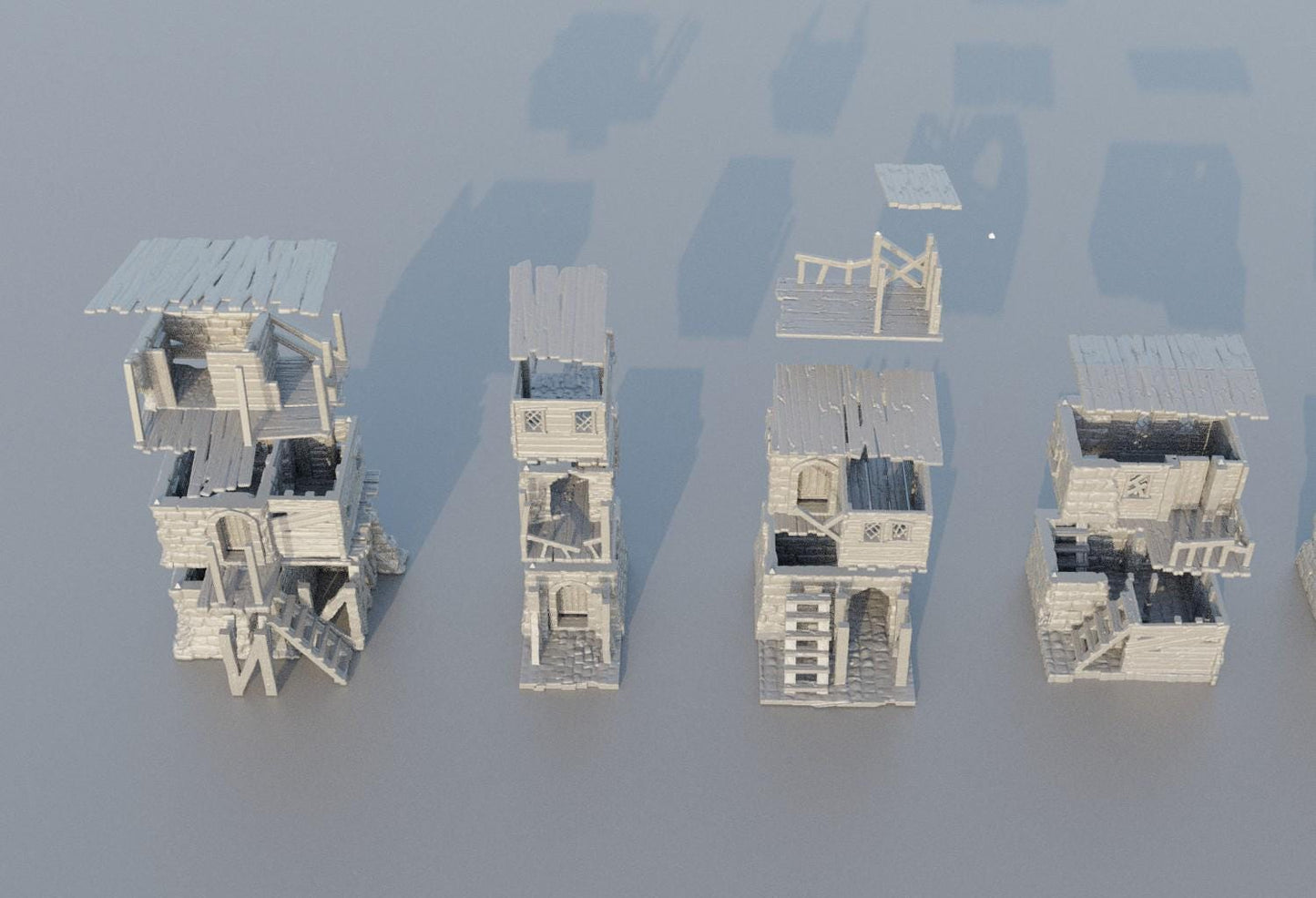 Modular Slum District - Tabletop Terrain - 28 MM, Tabletop 3D Printed Terrain by MiniatureLand, Perfect for Wargaming and RPGs
