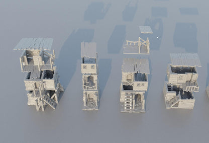 Modular Slum District - Tabletop Terrain - 28 MM, Tabletop 3D Printed Terrain by MiniatureLand, Perfect for Wargaming and RPGs