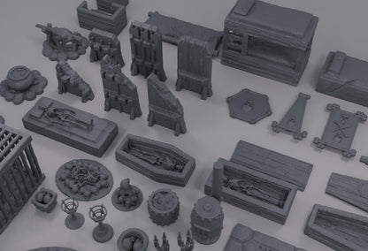 Dungeon Environment Pack - Tabletop Terrain - 28 MM, Tabletop 3D Printed Terrain by MiniatureLand, Perfect for Wargaming and RPGs