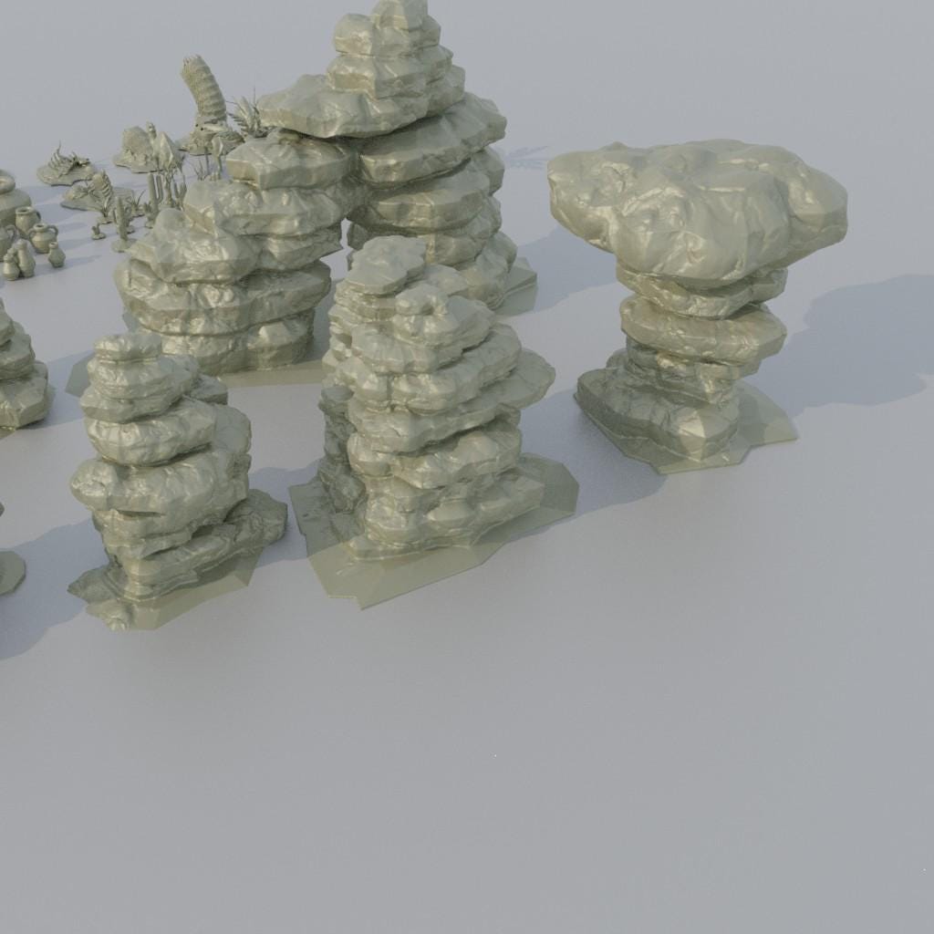 Desert Environment Pack - Tabletop Terrain - 28 MM, Tabletop 3D Printed Terrain by MiniatureLand, Perfect for Wargaming and RPGs