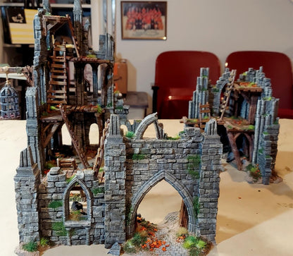 Cathedral Façade Ruins & Ladders - 3D Printed Tabletop Terrain, Perfect for Wargames, Role Playing Games, Tabletop Games