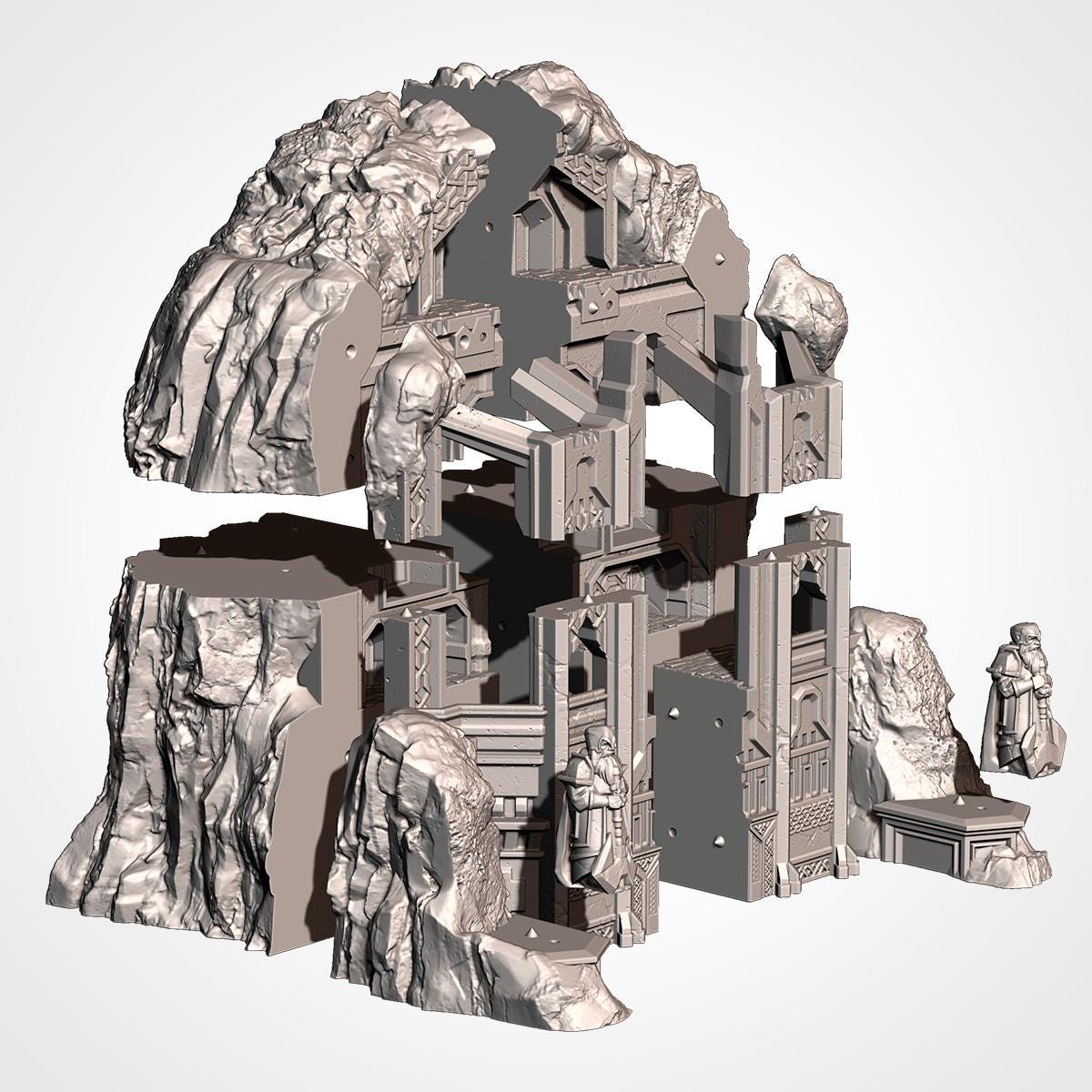 THE ISOLATED MOUNTAIN Txarli Factory Dwarven Holds 5-part Terrain Set, Perfect for Tabletop Wargames