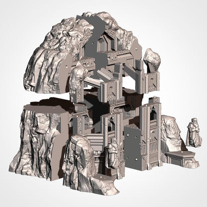 THE ISOLATED MOUNTAIN Txarli Factory Dwarven Holds 5-part Terrain Set, Perfect for Tabletop Wargames
