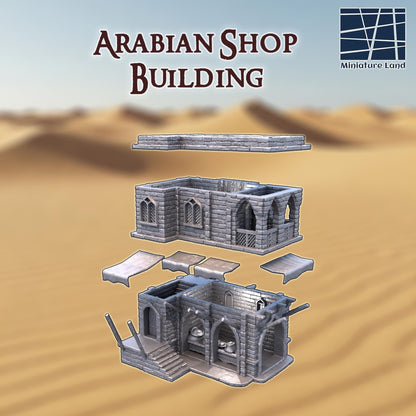 Arabian Shop Building - Tabletop Terrain - 28 MM Tabletop 3D Printed Terrain by MiniatureLand, Perfect for Wargaming and RPGs