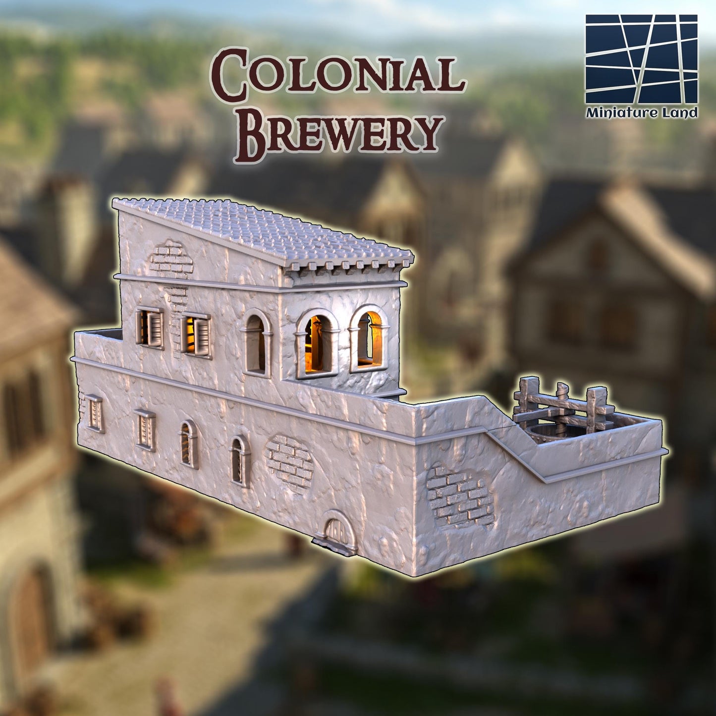 Colonial Brewery - Tabletop Terrain - 28 MM, Tabletop 3D Printed Terrain by MiniatureLand, Perfect for Wargaming and RPGs