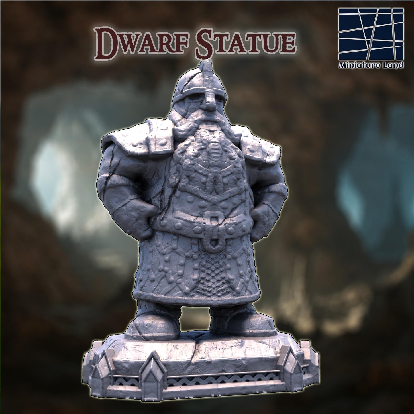 Old Dwarf Statue - Tabletop Terrain - 28 MM, Tabletop 3D Printed Terrain by MiniatureLand, Perfect for Wargaming and RPGs