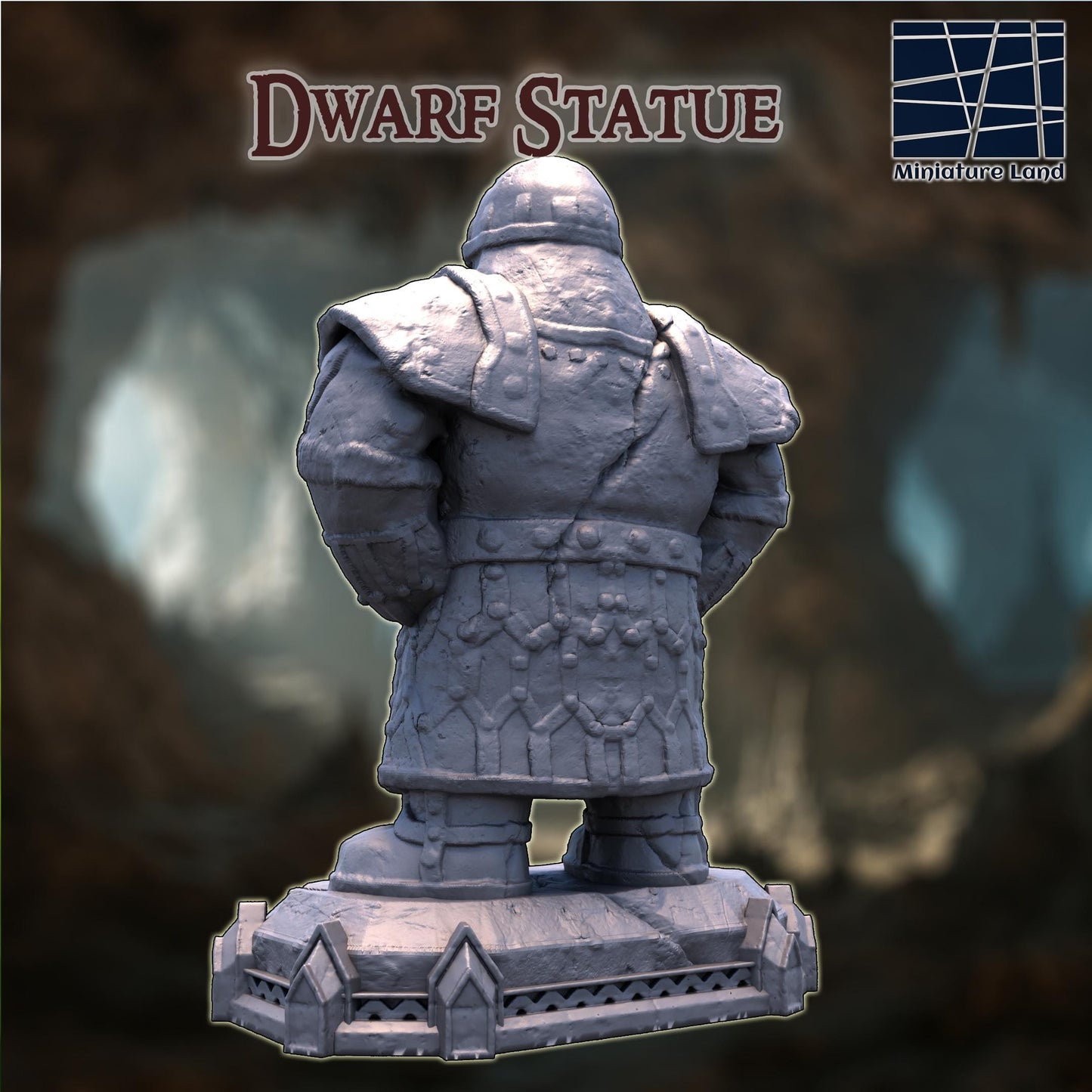 Old Dwarf Statue - Tabletop Terrain - 28 MM, Tabletop 3D Printed Terrain by MiniatureLand, Perfect for Wargaming and RPGs
