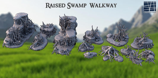 Raised Swamp Walkway - Tabletop Terrain - 28 MM, Tabletop 3D Printed Terrain by MiniatureLand, Perfect for Wargaming and RPGs
