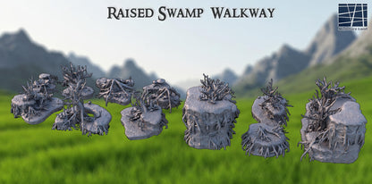 Raised Swamp Walkway - Tabletop Terrain - 28 MM, Tabletop 3D Printed Terrain by MiniatureLand, Perfect for Wargaming and RPGs