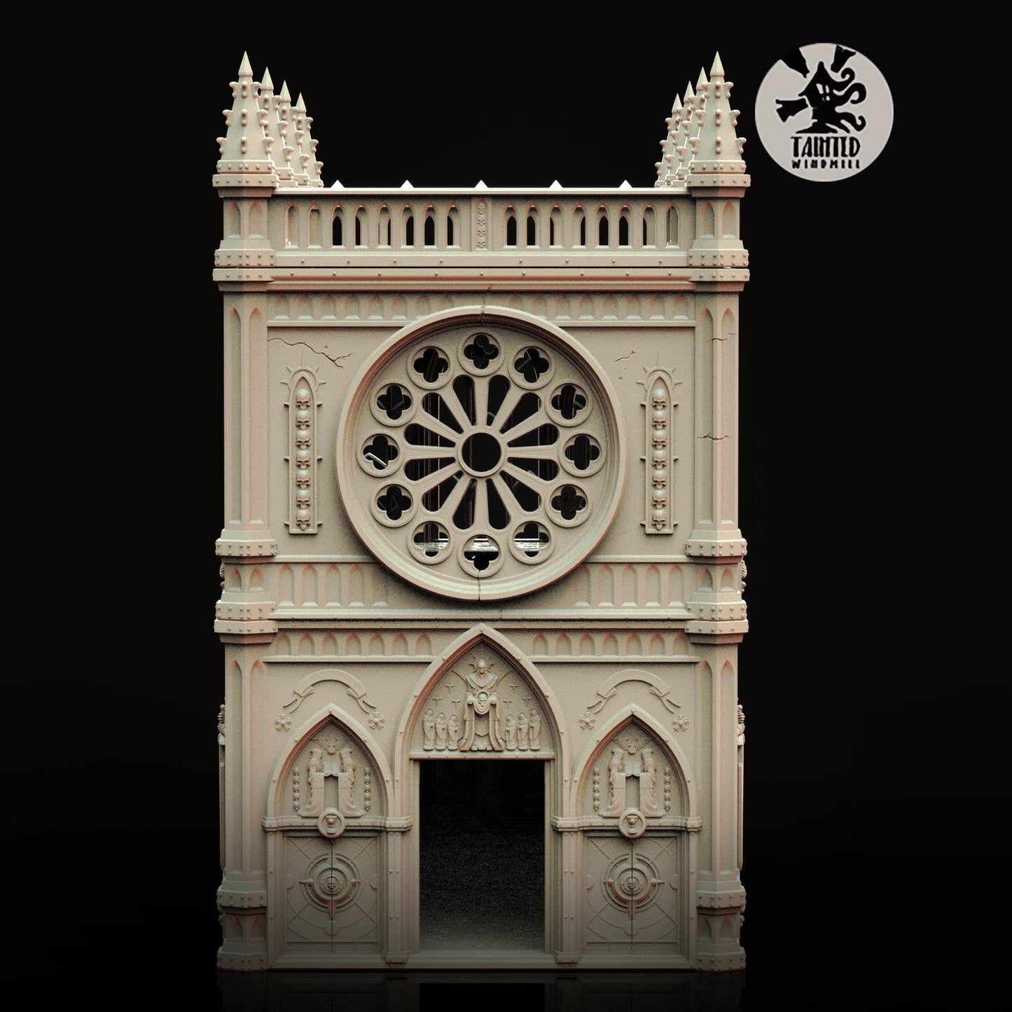 Gothic Building 1, Imperial Cathedral Terrain Sculpted by Tainted Windmill for Wargames set in the Grimdark Future
