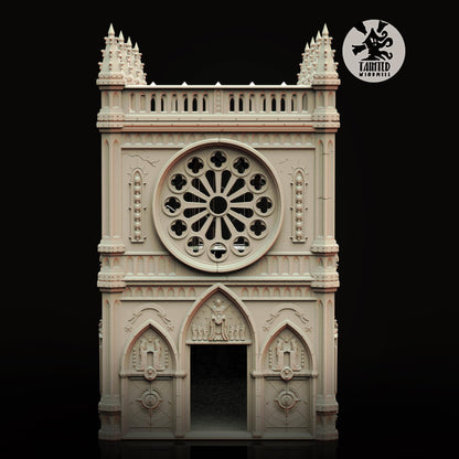 Gothic Building 1, Imperial Cathedral Terrain Sculpted by Tainted Windmill for Wargames set in the Grimdark Future