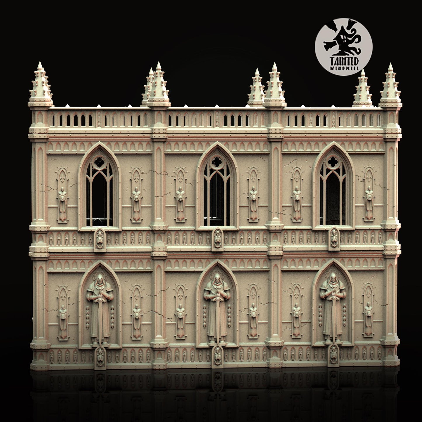 Gothic Building 1, Imperial Cathedral Terrain Sculpted by Tainted Windmill for Wargames set in the Grimdark Future