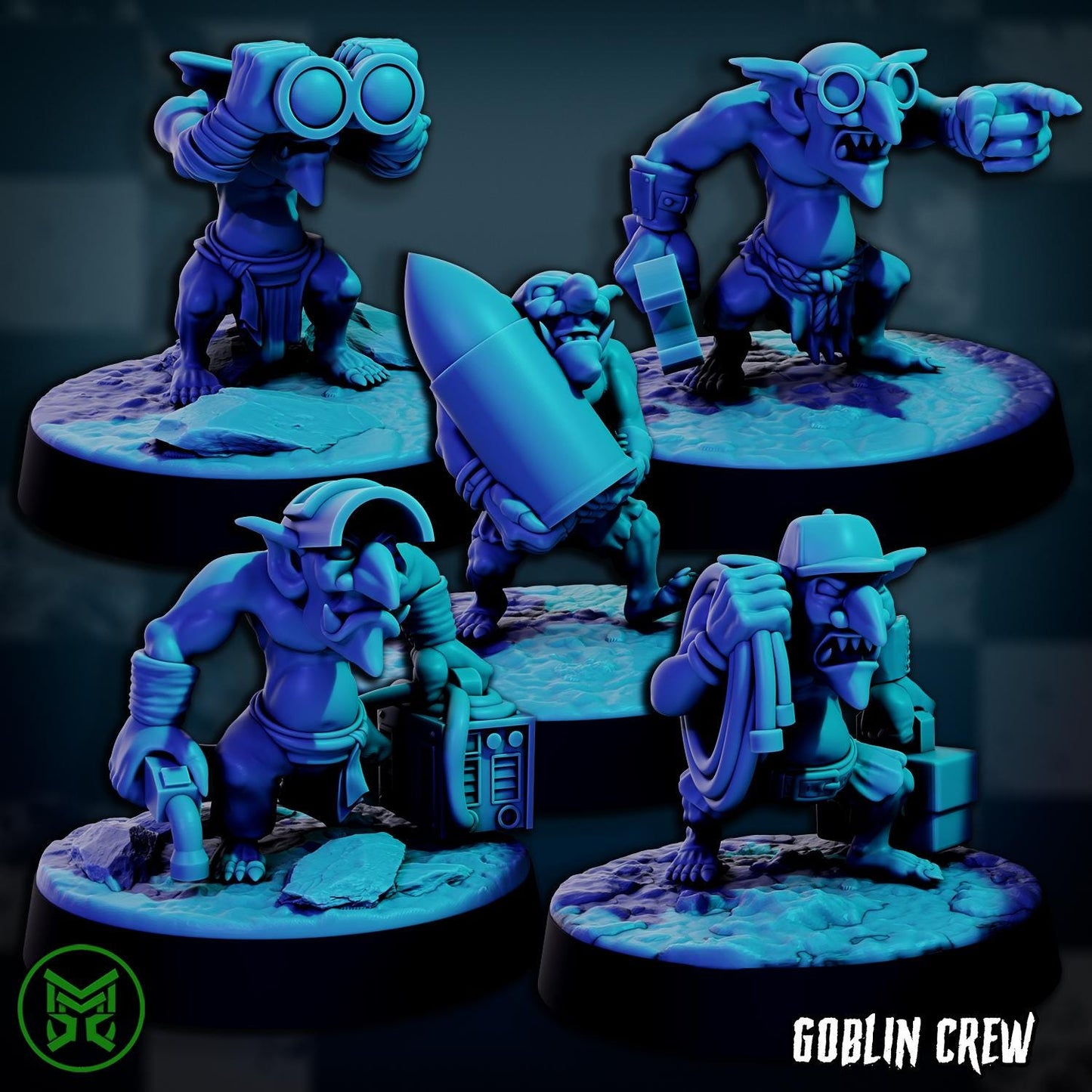 Goblin Artillery Set 2, Space-Faring Orkish Menace Sculpted by Mekka Miniatures, Grimdark Compatible, Scaled for Sci-Fi Miniature Wargames