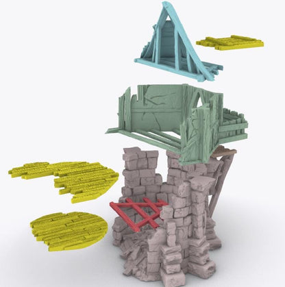 Ruined Tower with Porch by GameScape3D - 3D Printed Tabletop Terrain, Perfect for Wargames, Board Games, RPGs