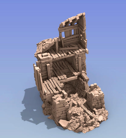 Timber Frame Ruin #2 by GameScape3D - 3D Printed Tabletop Terrain, Perfect for Wargames, Board Games, RPGs
