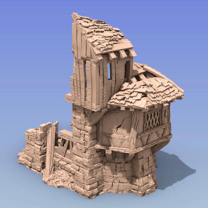 Timber Frame Ruin #2 by GameScape3D - 3D Printed Tabletop Terrain, Perfect for Wargames, Board Games, RPGs