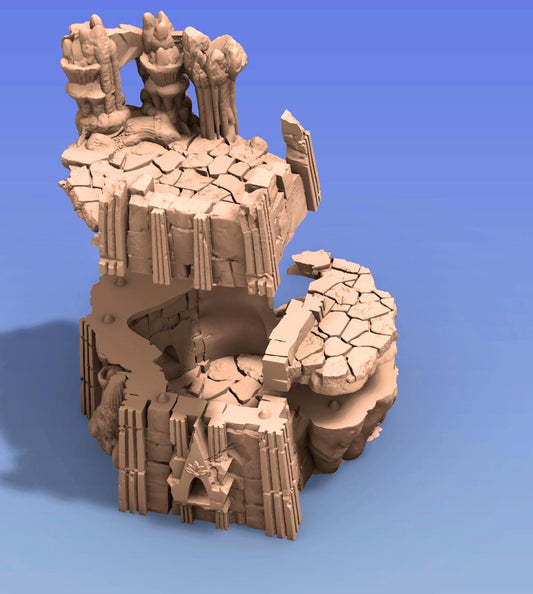 Dark Elf Tower Ruin #3 by GameScape3D - 3D Printed Tabletop Terrain, Perfect for Wargames, Board Games, RPGs
