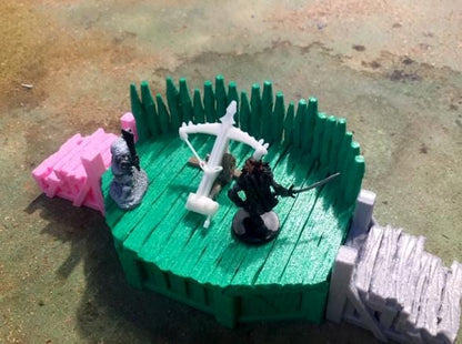 Ballista Platform with Palisade by GameScape3D - 3D Printed Tabletop Terrain, Perfect for Wargames, Role playing games, Tabletop games