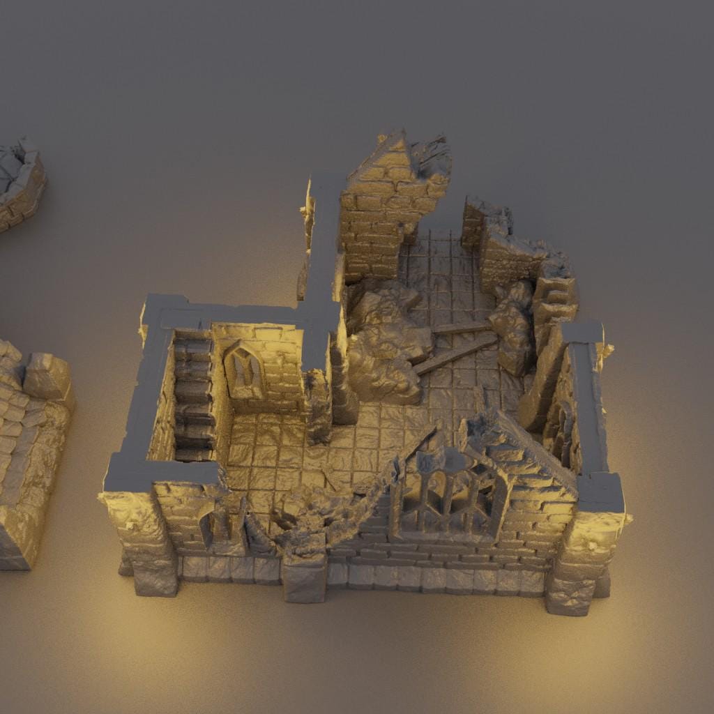 Ruined Small Church - Tabletop Terrain - 28 MM, Tabletop 3D Printed Terrain by MiniatureLand, Perfect for Wargaming and RPGs
