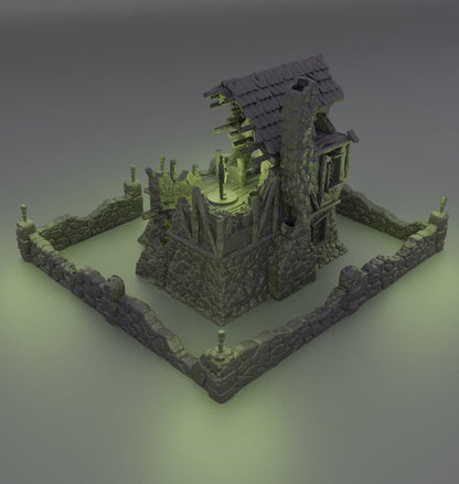 Ruined FarmHouse - Tabletop Terrain - 28 MM, Tabletop 3D Printed Terrain by MiniatureLand, Perfect for Wargaming and RPGs