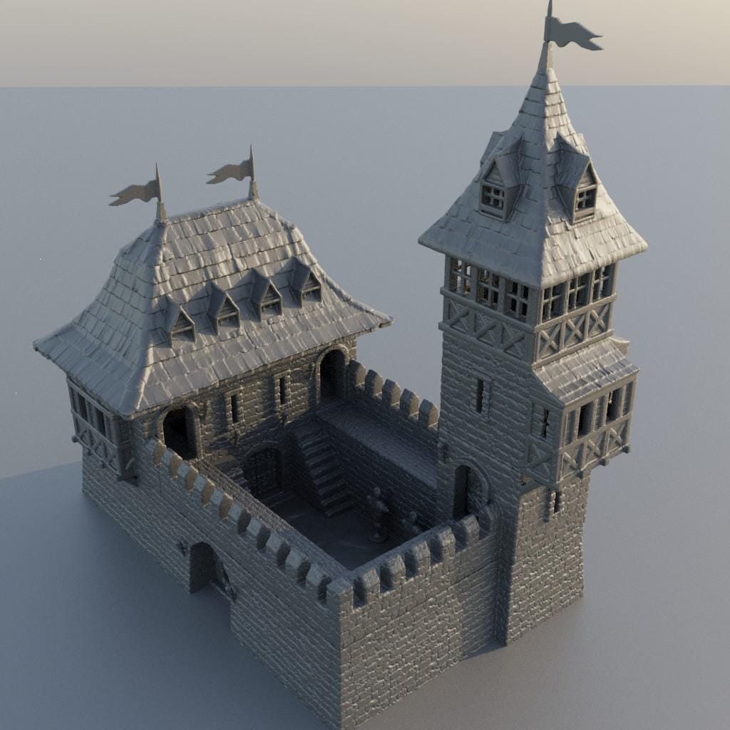 Medieval Guard House - Tabletop Terrain - 28 MM, Tabletop 3D Printed Terrain by MiniatureLand, Perfect for Wargaming and RPGs