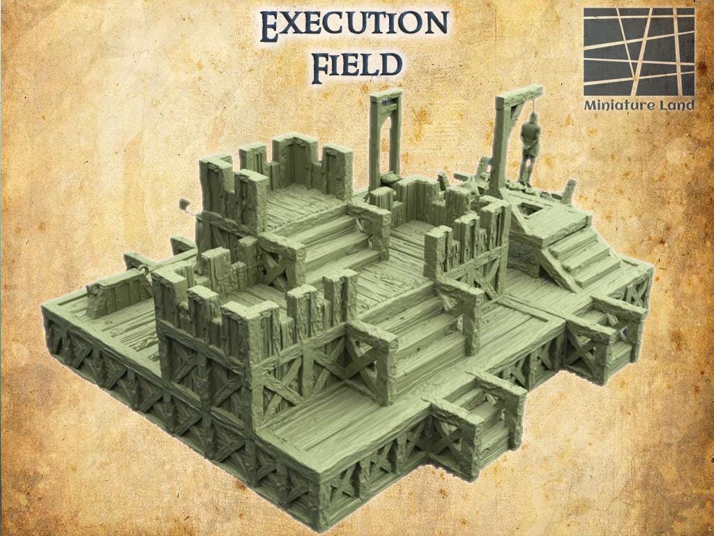 Execution Field - Tabletop Terrain - 28 MM, Tabletop 3D Printed Terrain by MiniatureLand, Perfect for Wargaming and RPGs