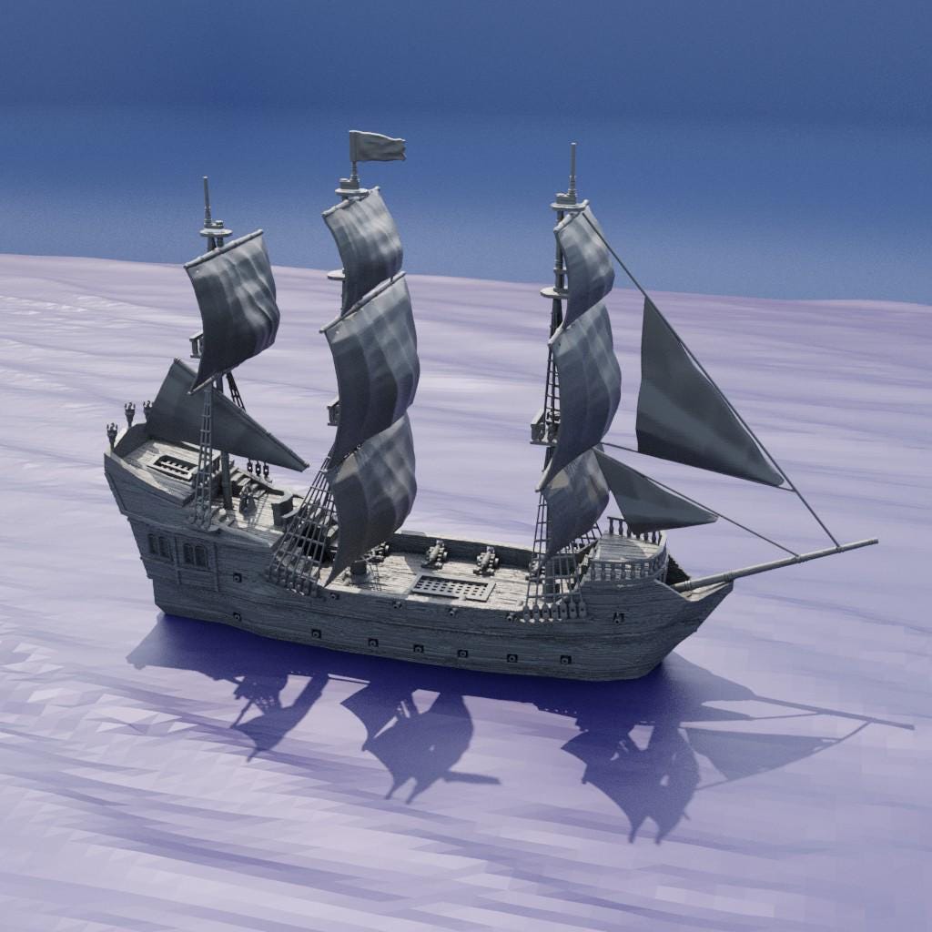 Pirate Galley - Tabletop Terrain - 28 MM, Tabletop 3D Printed Terrain by MiniatureLand, Perfect for Wargaming and RPGs