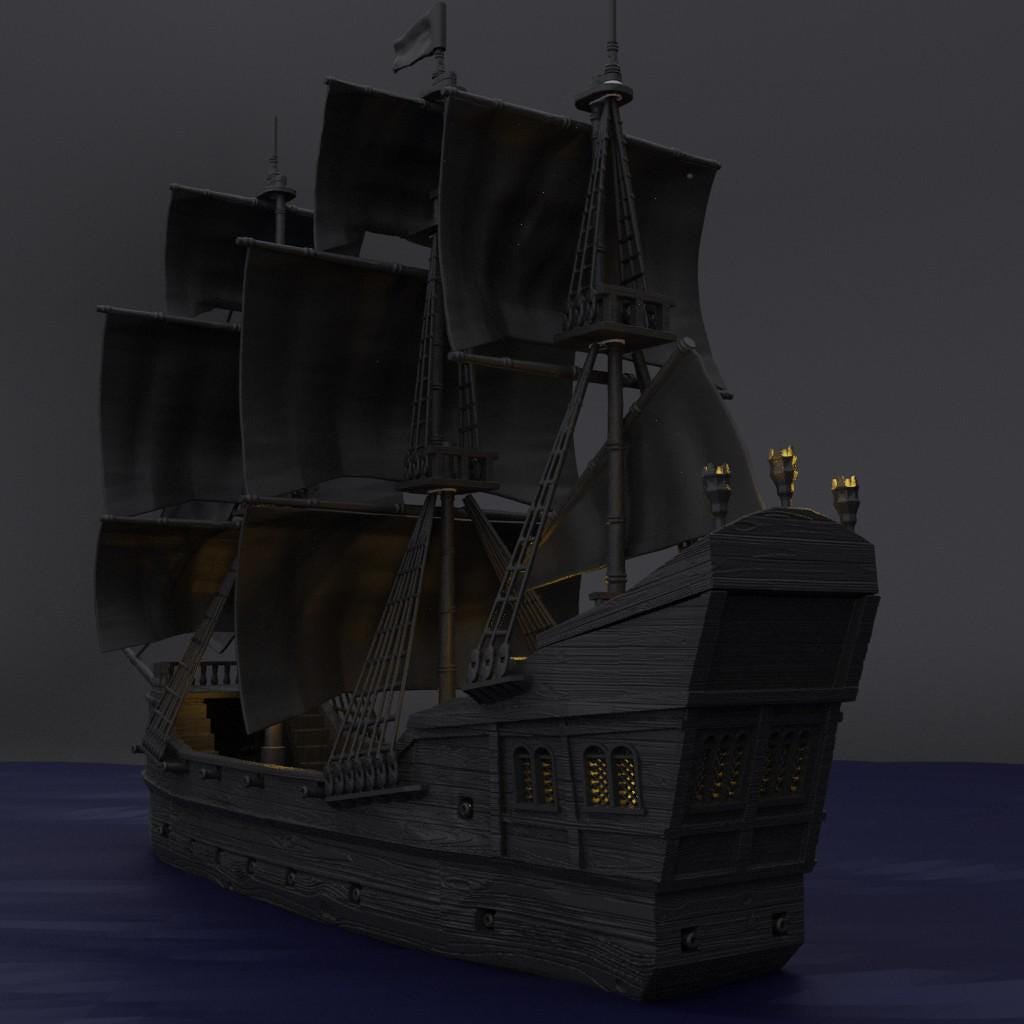 Pirate Galley - Tabletop Terrain - 28 MM, Tabletop 3D Printed Terrain by MiniatureLand, Perfect for Wargaming and RPGs
