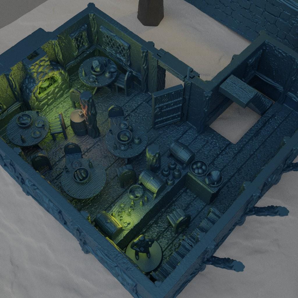 Old Forest Inn - Tabletop Terrain - 28 MM, Tabletop 3D Printed Terrain by MiniatureLand, Perfect for Wargaming and RPGs