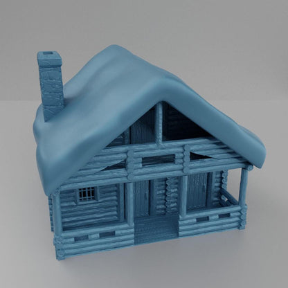 Winter Cabin - Tabletop Terrain - 28 MM, Tabletop 3D Printed Terrain by MiniatureLand, Perfect for Wargaming and RPGs