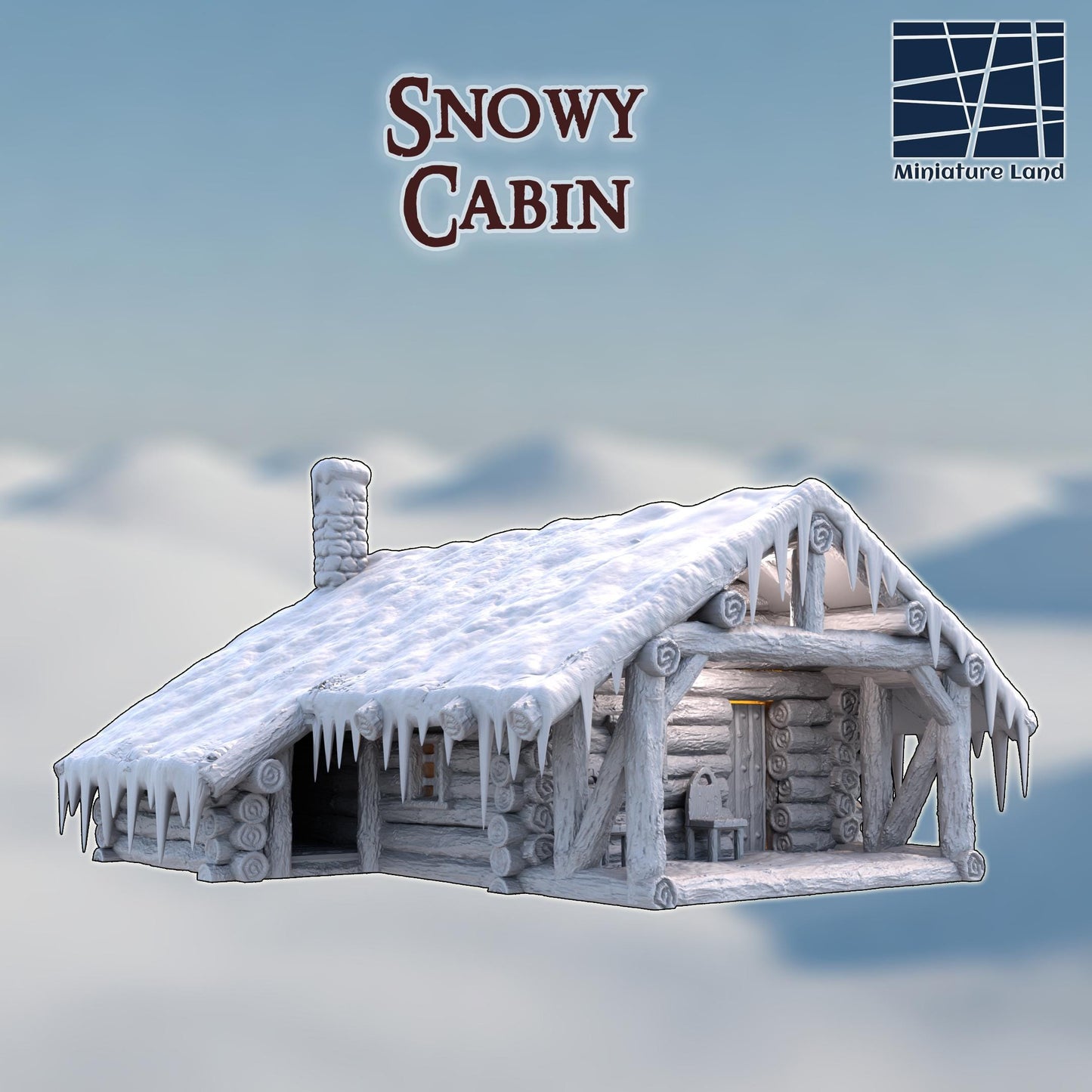 Snowy Cabin - Tabletop Terrain - 28 MM, Tabletop 3D Printed Terrain by MiniatureLand, Perfect for Wargaming and RPGs