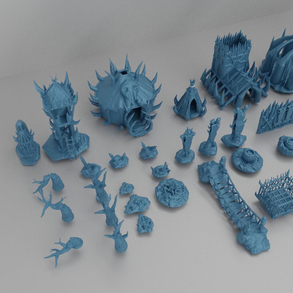 Modular Goblin Camp - Tabletop Terrain - 28 MM Tabletop 3D Printed Terrain by MiniatureLand, Perfect for Wargaming and RPGs