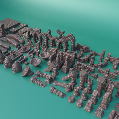Ancient Ruins - Tabletop Terrain - 28 MM, Tabletop 3D Printed Terrain by MiniatureLand, Perfect for Wargaming and RPGs