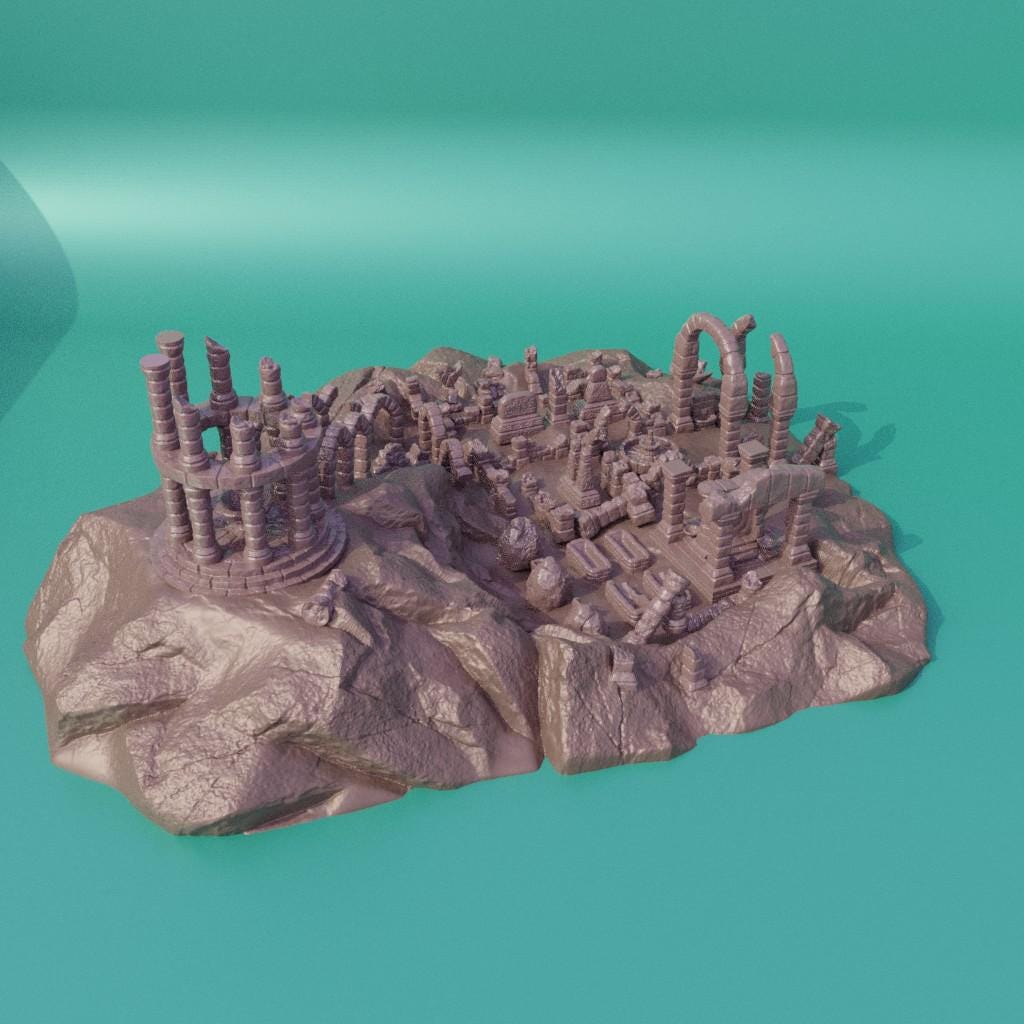 Ancient Ruins - Tabletop Terrain - 28 MM, Tabletop 3D Printed Terrain by MiniatureLand, Perfect for Wargaming and RPGs