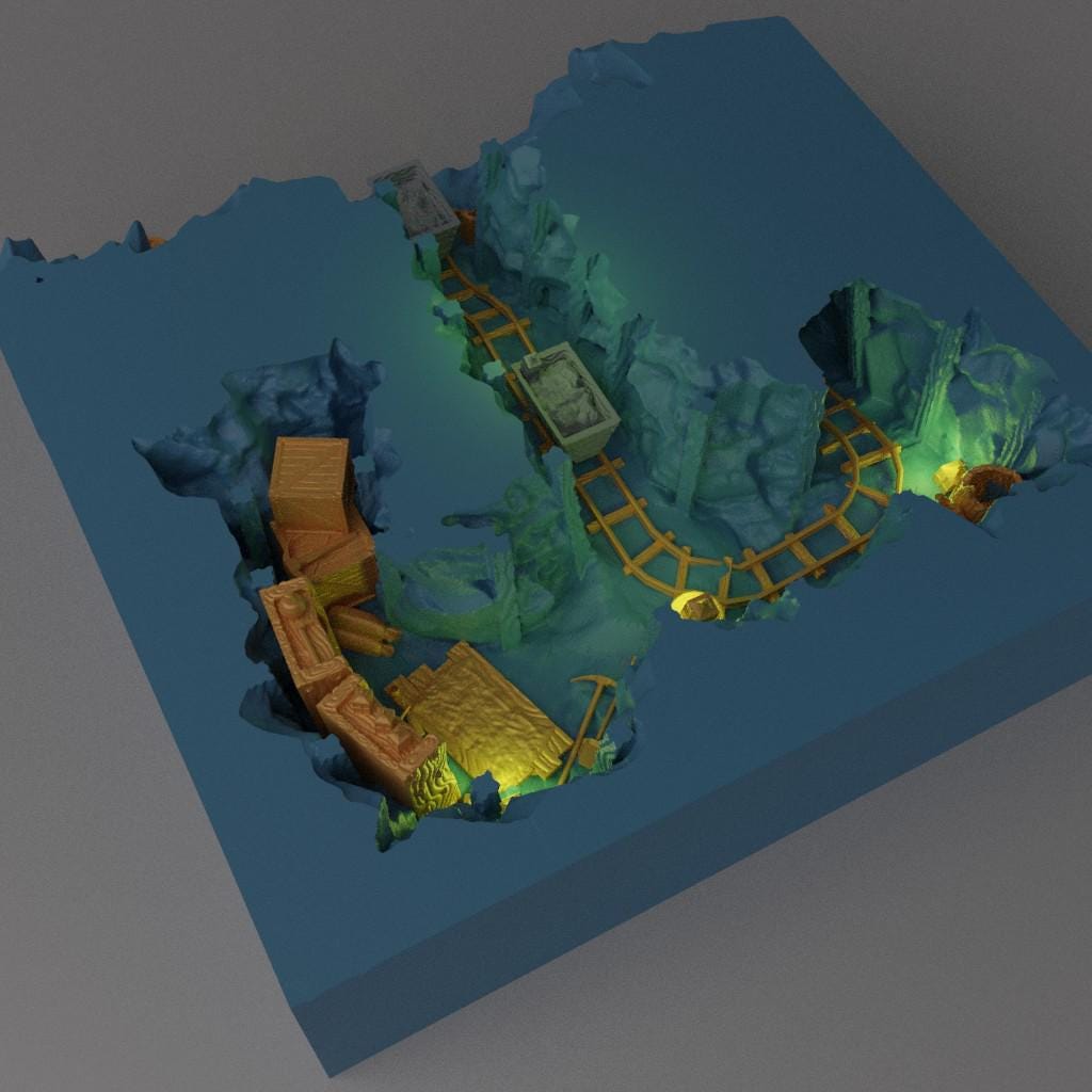 Coal Mine Entrance - Tabletop Terrain - 28 MM, Tabletop 3D Printed Terrain by MiniatureLand, Perfect for Wargaming and RPGs