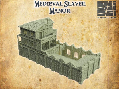 Medieval Slaver Manor - Tabletop Terrain - 28 MMTabletop 3D Printed Terrain by MiniatureLand, Perfect for Wargaming and RPGs