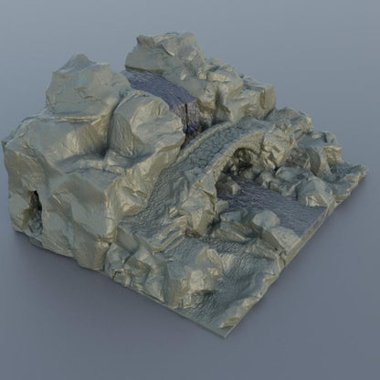 Waterfall Bridge - Tabletop Terrain - 28 MM, Tabletop 3D Printed Terrain by MiniatureLand, Perfect for Wargaming and RPGs