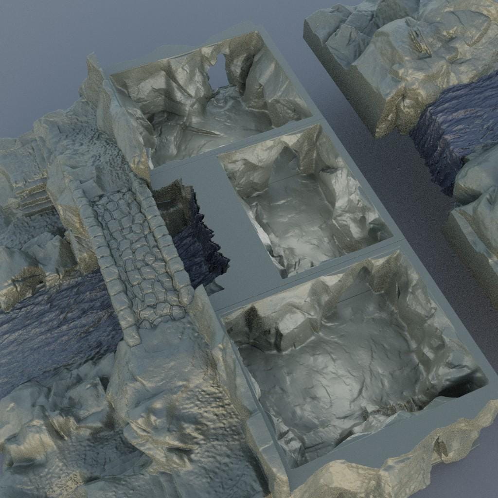 Waterfall Bridge - Tabletop Terrain - 28 MM, Tabletop 3D Printed Terrain by MiniatureLand, Perfect for Wargaming and RPGs