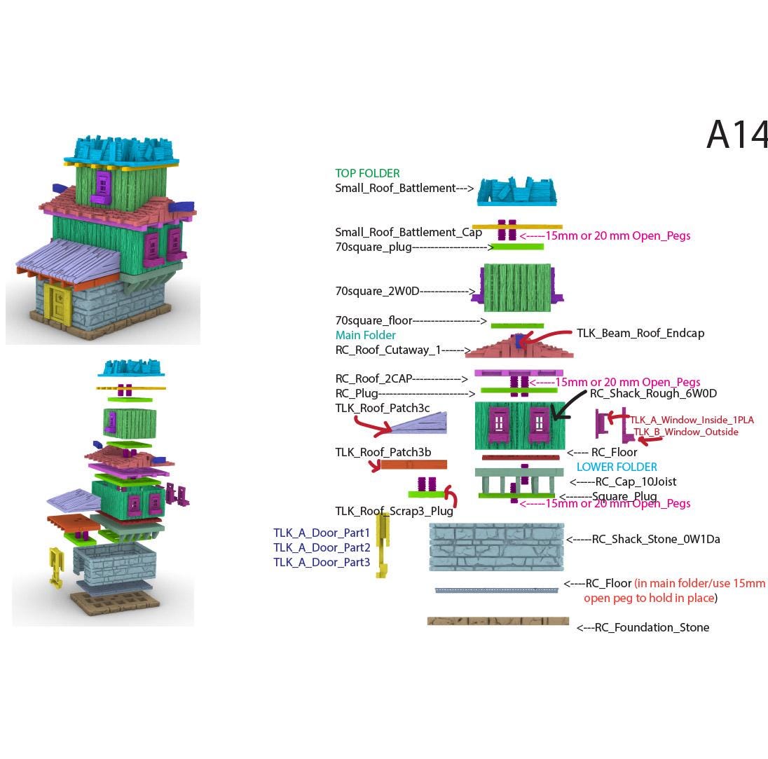 2 Story House with Lookout Platform by GameScape3D - 3D Printed Tabletop Terrain, Perfect for Wargames, Board Games, RPGs