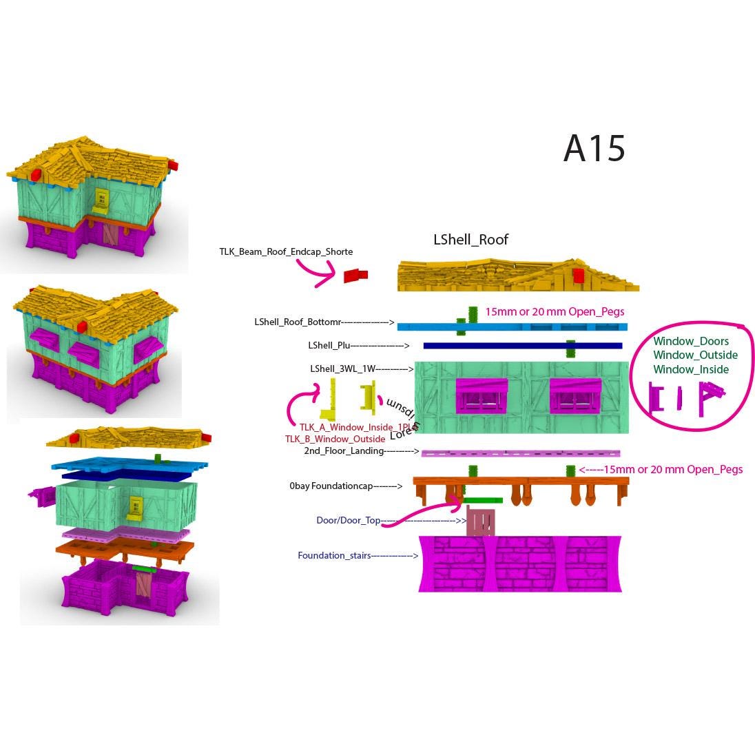 2 Story L Shape House by GameScape3D - 3D Printed Tabletop Terrain, Perfect for Wargames, Board Games, RPGs