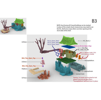 Swamp Outpost by GameScape3D - 3D Printed Tabletop Terrain, Perfect for Wargames, Board Games, RPGs