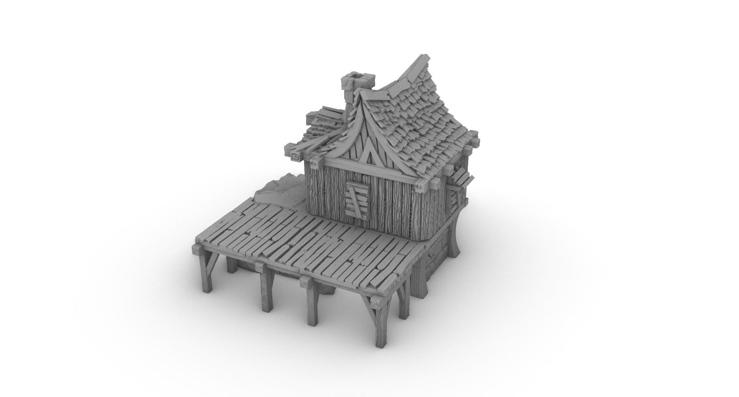 House & Dock by GameScape3D - 3D Printed Tabletop Terrain, Perfect for Wargames, Board Games, RPGs