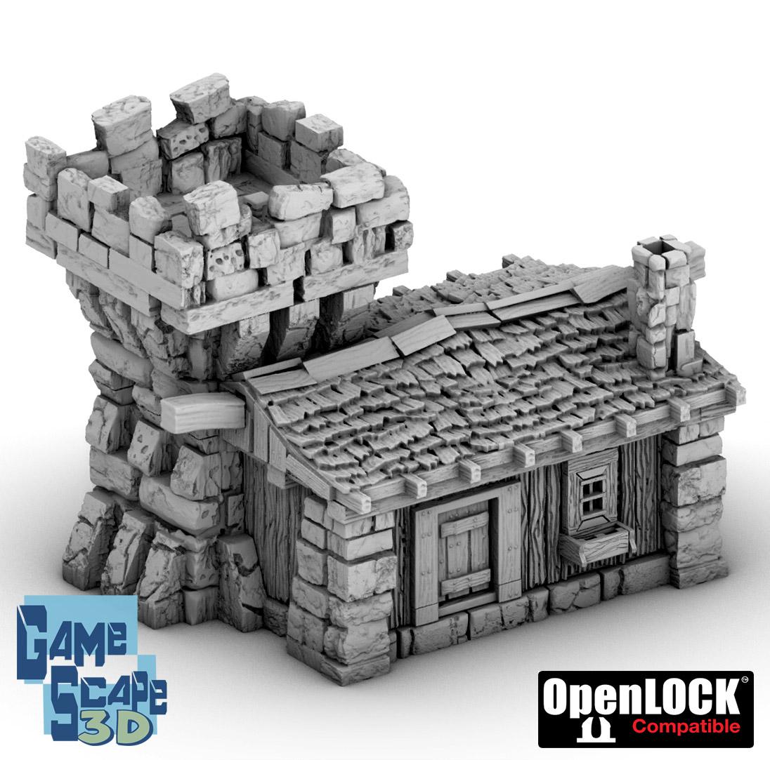 House with Tower by GameScape3D - 3D Printed Tabletop Terrain, Perfect for Wargames, Board Games, RPGs