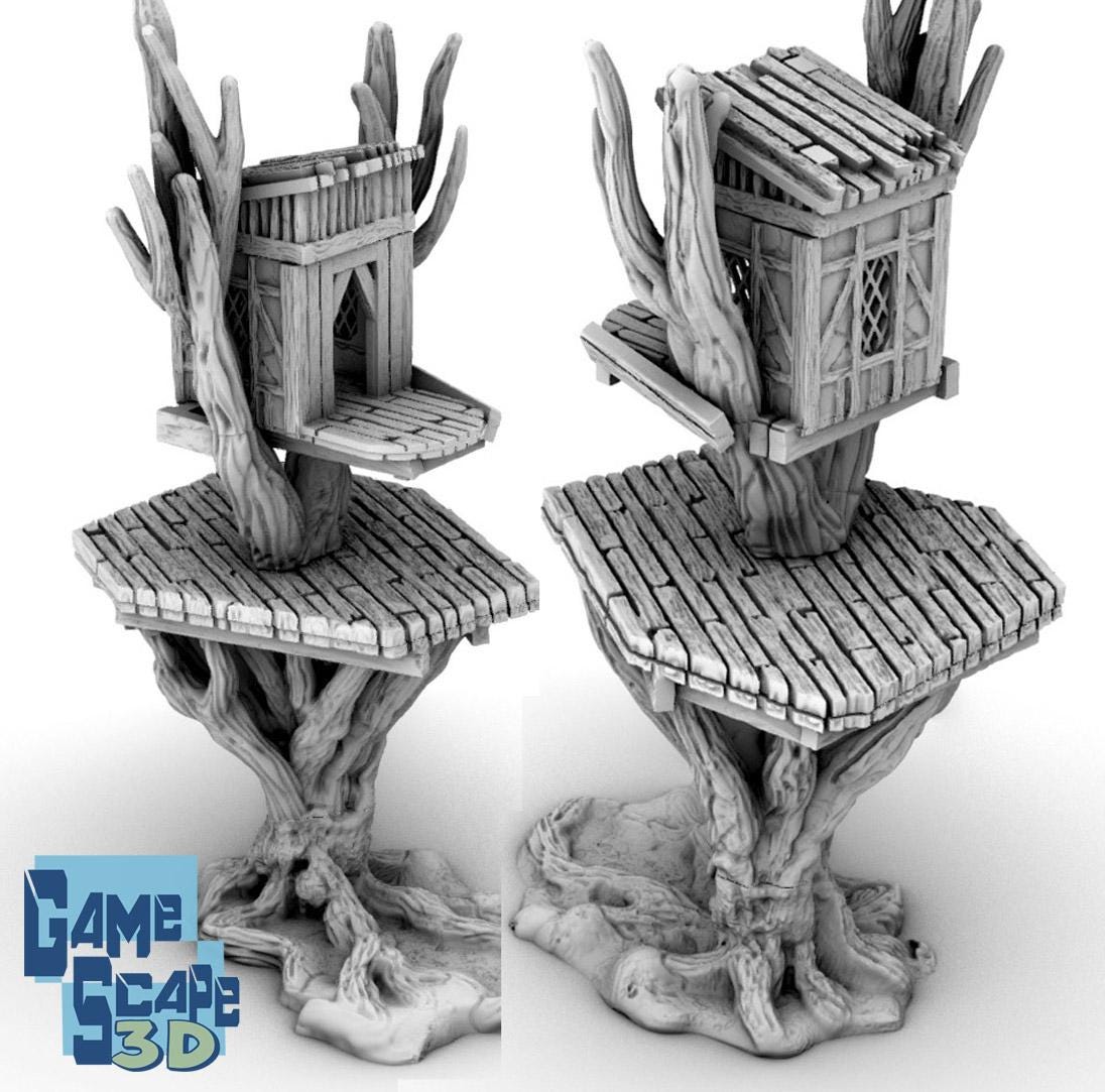 Treehouse Watchpost by GameScape3D - 3D Printed Tabletop Terrain, Perfect for Wargames, Board Games, RPGs