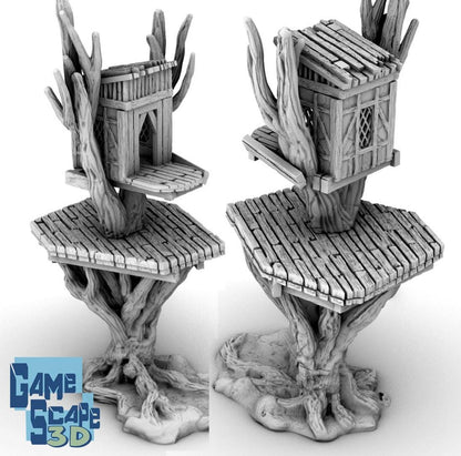 Treehouse Watchpost by GameScape3D - 3D Printed Tabletop Terrain, Perfect for Wargames, Board Games, RPGs
