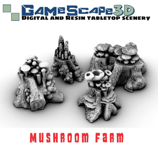 Mushroom Farm by GameScape3D - 3D Printed Tabletop Terrain, Perfect for Wargames, Board Games, RPGs