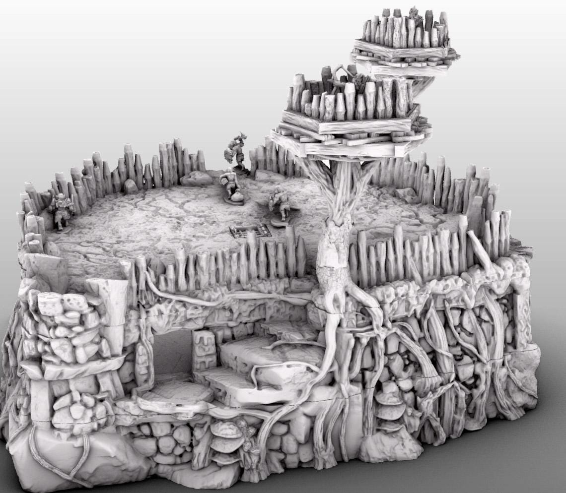 Huge Swamp Goblin Fort by GameScape3D - 3D Printed Tabletop Terrain, Perfect for Wargames, Board Games, RPGs
