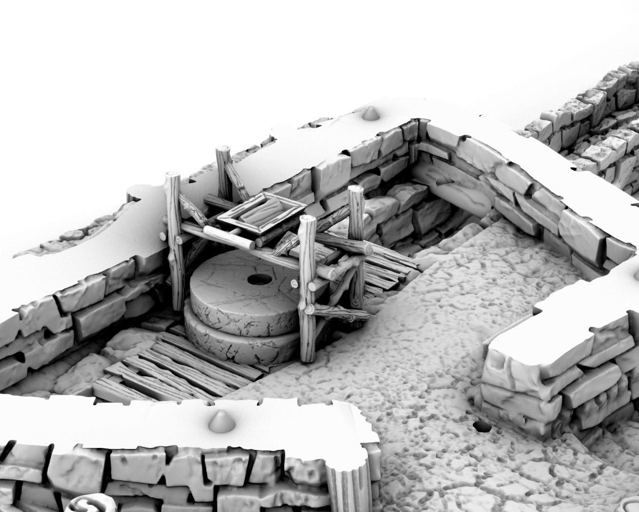 Primitive Mill and Watch Tower by GameScape3D - 3D Printed Tabletop Terrain, Perfect for Wargames, Board Games, RPGs