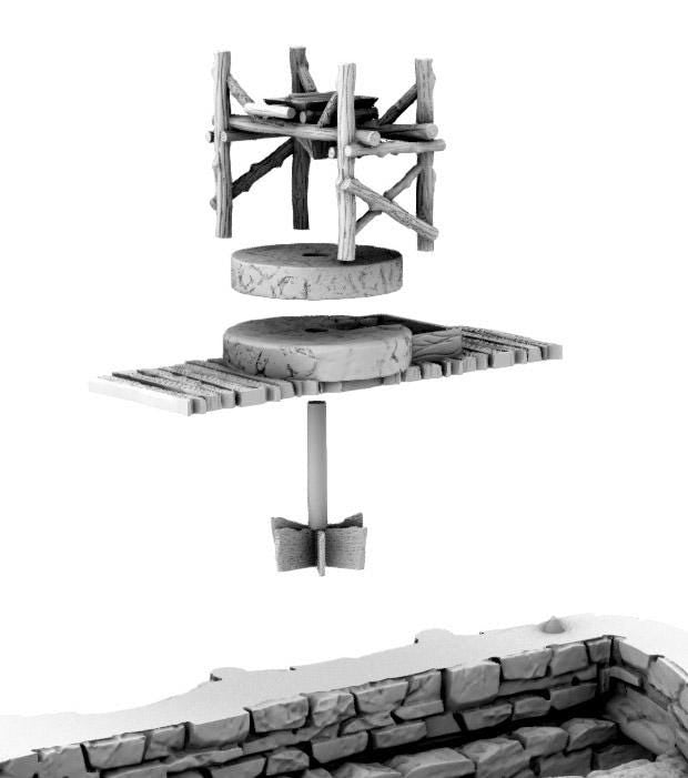Primitive Mill and Watch Tower by GameScape3D - 3D Printed Tabletop Terrain, Perfect for Wargames, Board Games, RPGs