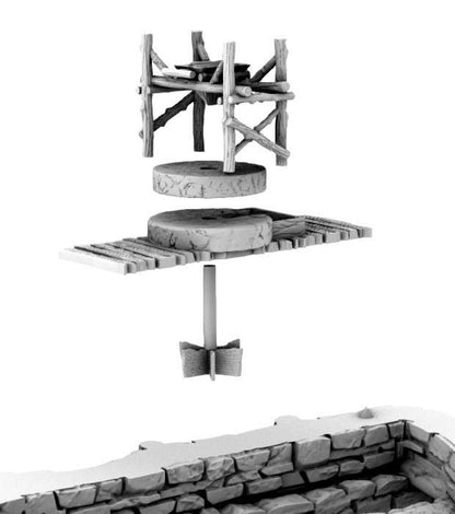 Primitive Mill and Watch Tower by GameScape3D - 3D Printed Tabletop Terrain, Perfect for Wargames, Board Games, RPGs